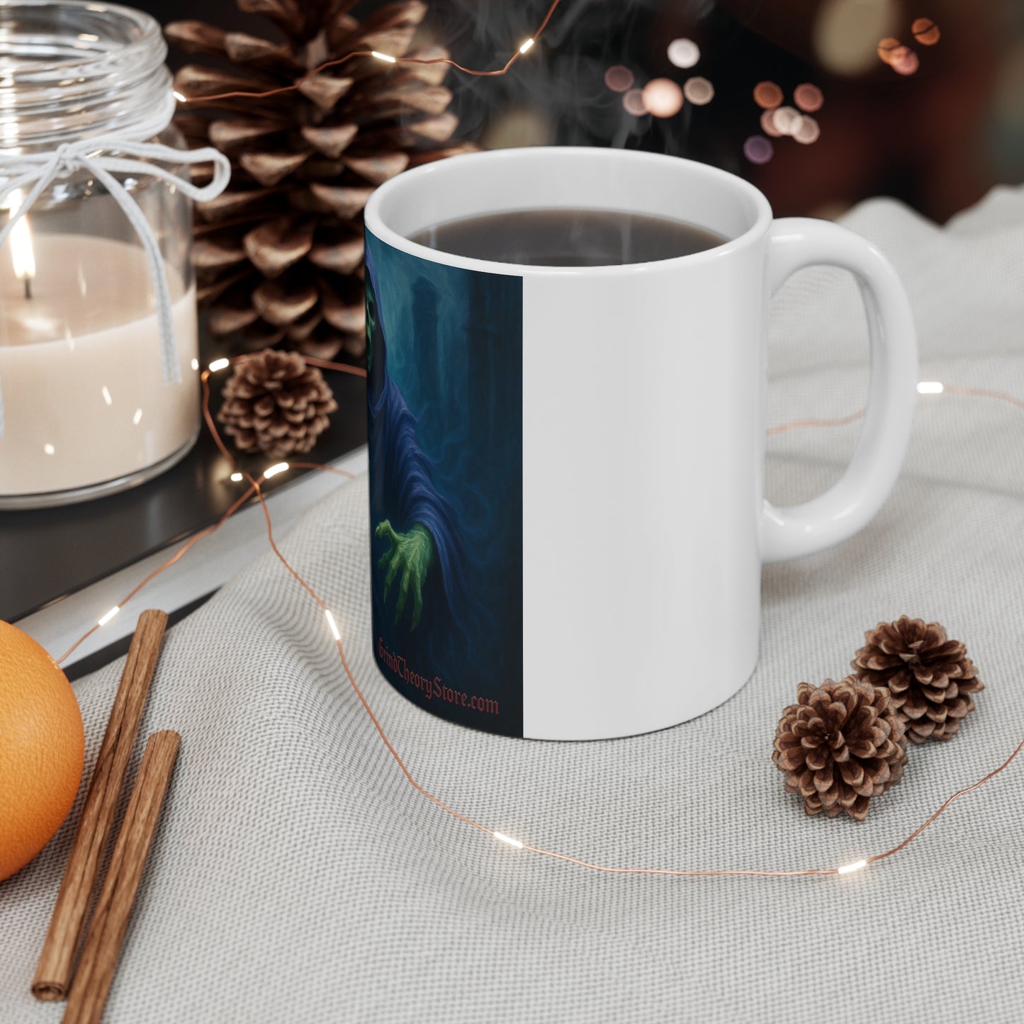 Gothic Grim Reaper Mug: Dark Fantasy Coffee Cup, Spooky Drinkware, Halloween Gift, Unique Home Decor, Gothic Kitchen Accessory