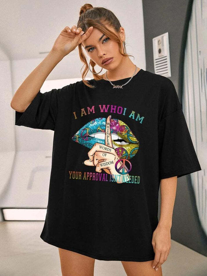 Ladies Oversized Whishper Words Of Wisdom Short Sleeves T Shirt
