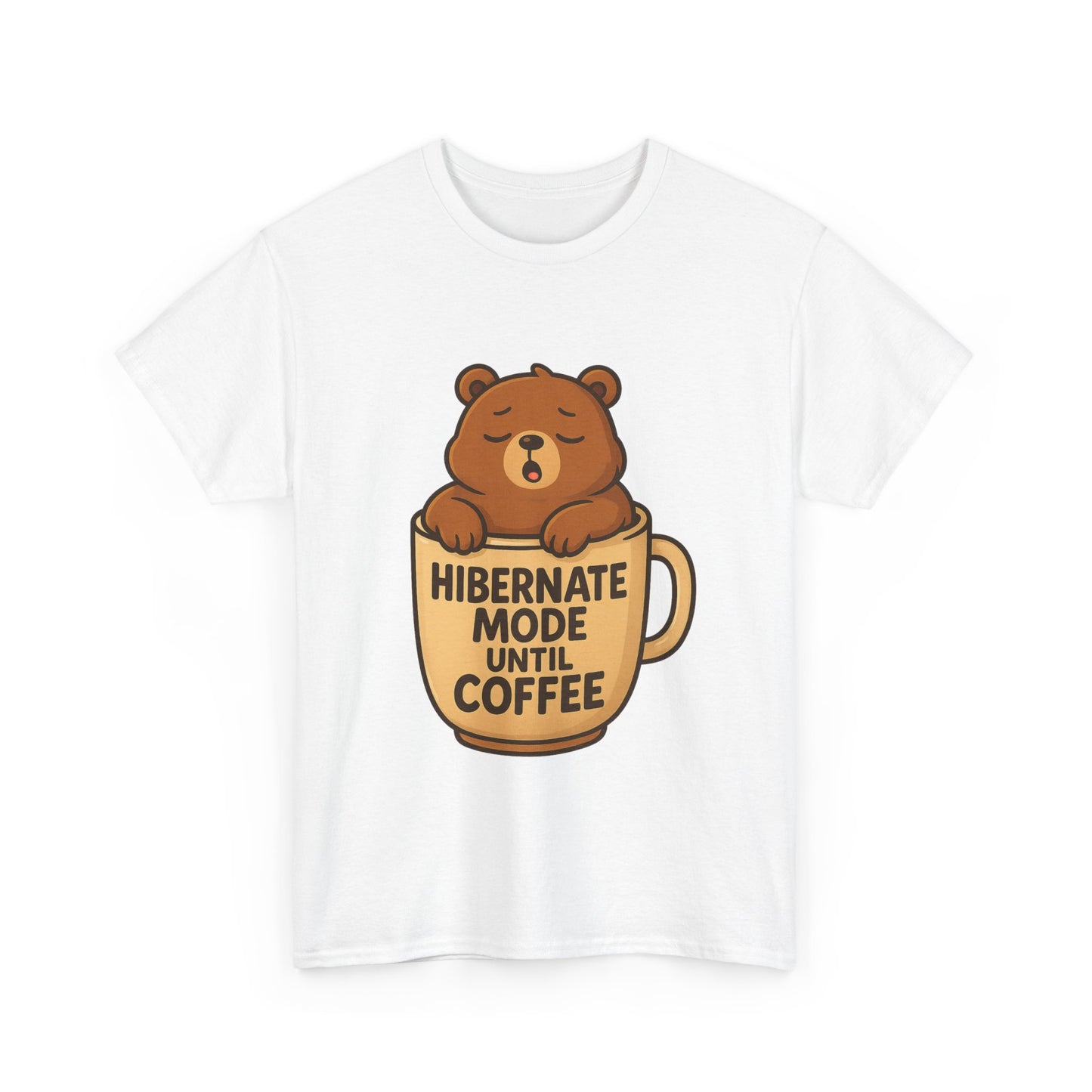 Hibernate Mode Coffee Tee, Relaxed Unisex Cotton Shirt, Cute Bear Graphic Tee, Gift for Coffee Lovers, Cozy Casual Wear