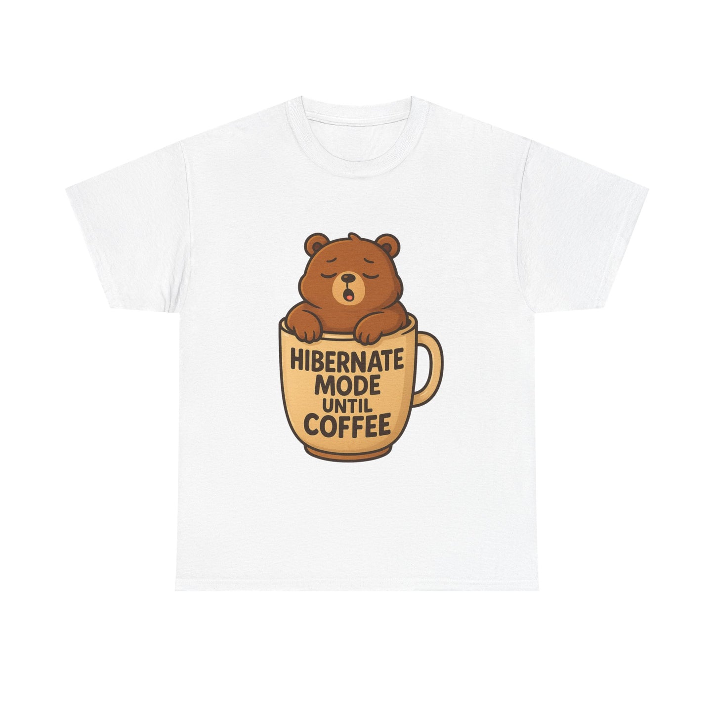 Hibernate Mode Coffee Tee, Relaxed Unisex Cotton Shirt, Cute Bear Graphic Tee, Gift for Coffee Lovers, Cozy Casual Wear
