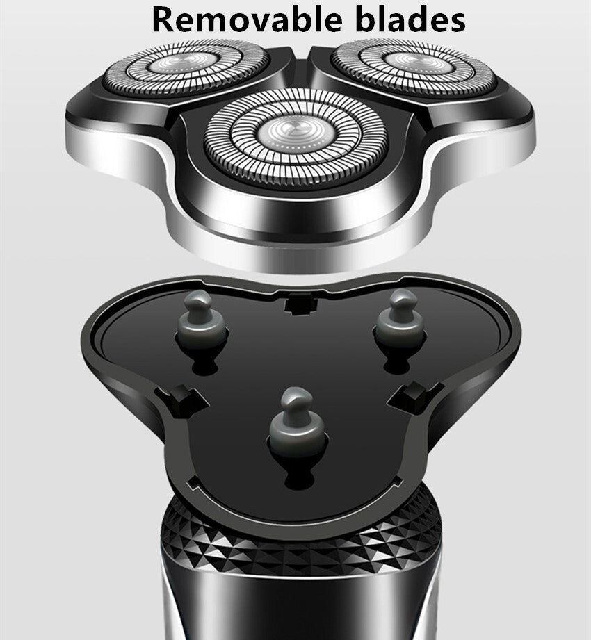 Electric Shaver Mens Razor Rotary Waterproof Pop-Up Beard Trimmer Wet Dry Cordless Nose Hair Cutting Barber Shaving Machine