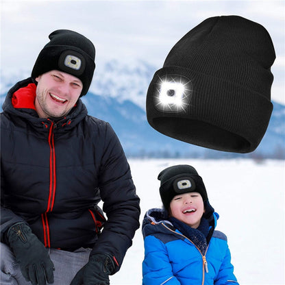 LED Beanie Hats Rechargeable Unisex High Powered Head Lamp Torch Light Cap
