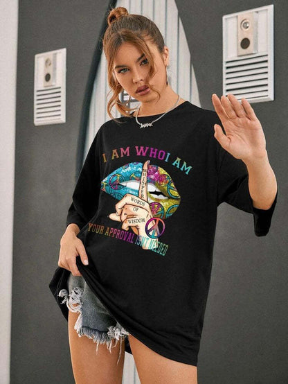 Ladies Oversized Whishper Words Of Wisdom Short Sleeves T Shirt Top