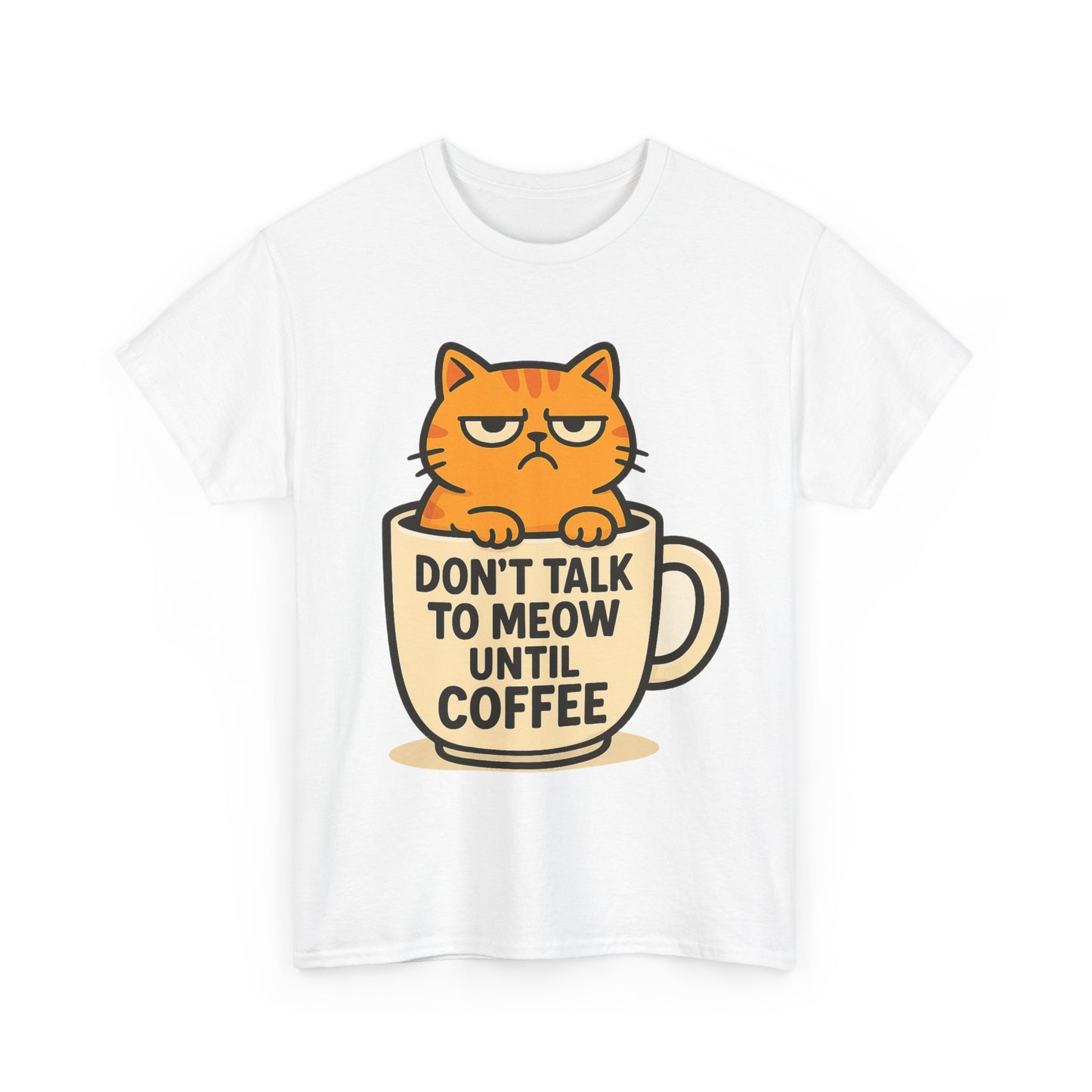 Funny Cat Coffee Tee, Unisex Heavy Cotton Tee, Animal Lover Shirt, Gift for Cat Owners, Coffee Lovers T-Shirt, Cute Cat Design