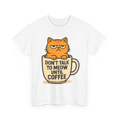 Funny Cat Coffee Tee, Unisex Heavy Cotton Tee, Animal Lover Shirt, Gift for Cat Owners, Coffee Lovers T-Shirt, Cute Cat Design