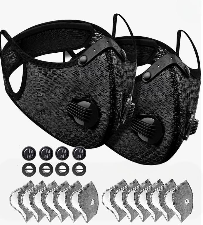Sport Cycling Face Mask With Active Carbon Filter Breathing Valves Washable