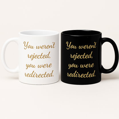 Motivational Color Accent Mug – Redirected, Not Rejected